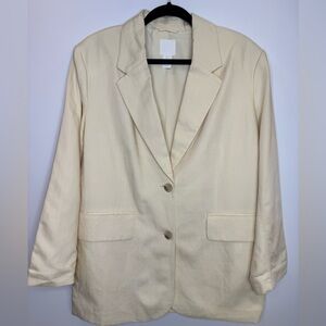H&M oversized butter yellow linen blend blazer size small
